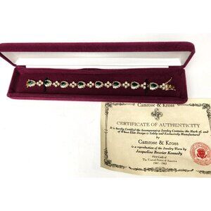 Camrose & Kross Jacqueline Kennedy Faux Emerald & Rhinestone Gold Tone Bracelet